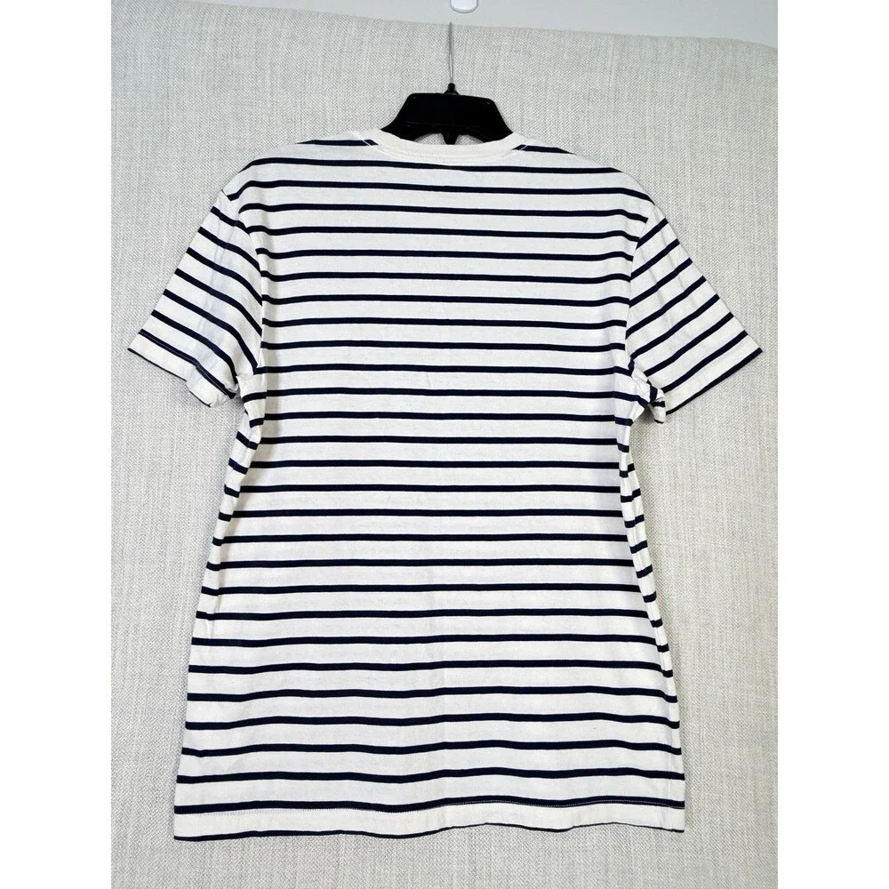 New J. Crew Girlfriend Tee Marker Stripe Short Sleeve Women's Medium Ivory Navy